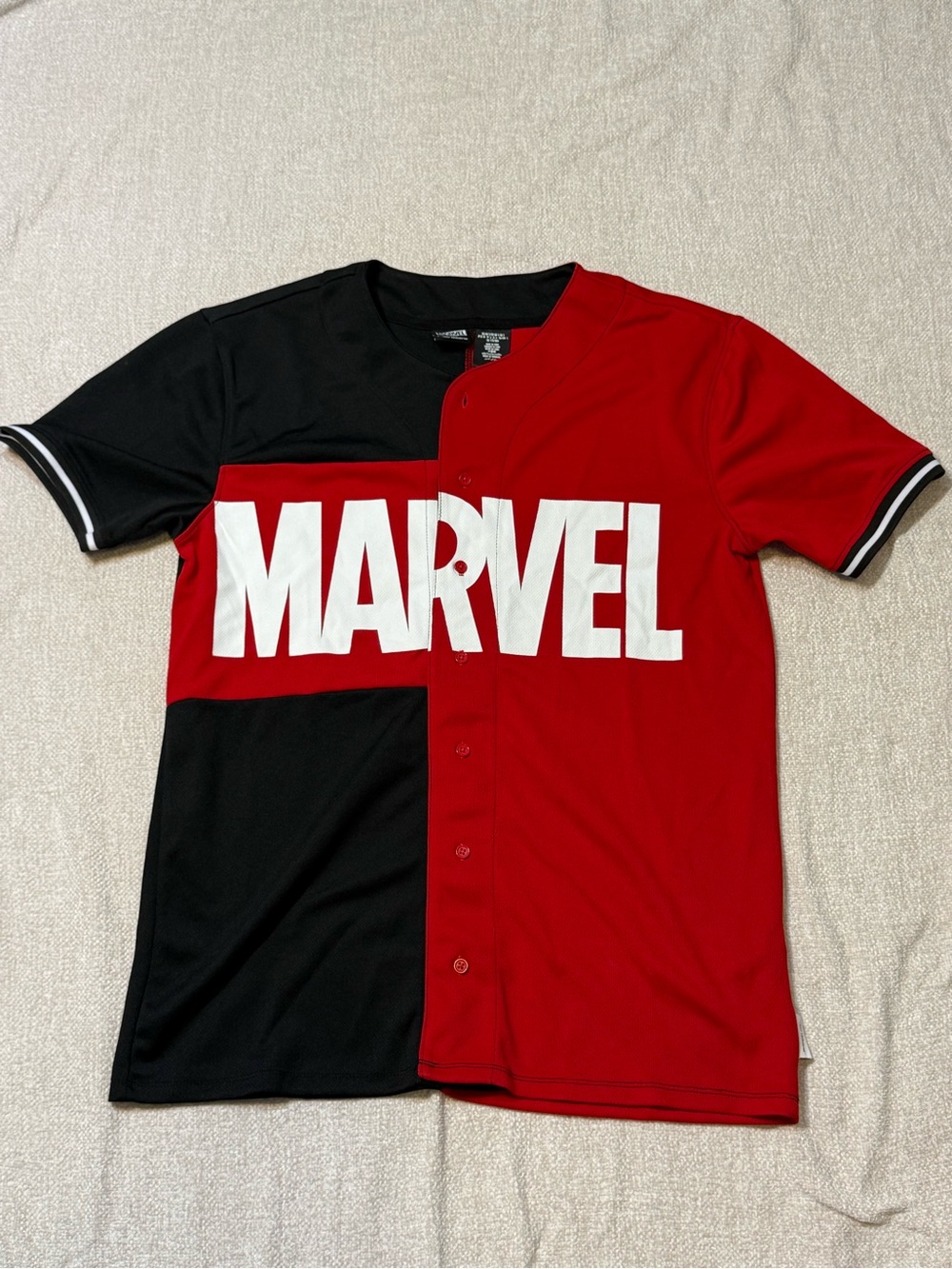 Marvel Our Universe Baseball Jersey S Red Black Y2K Blokecore Streetwear